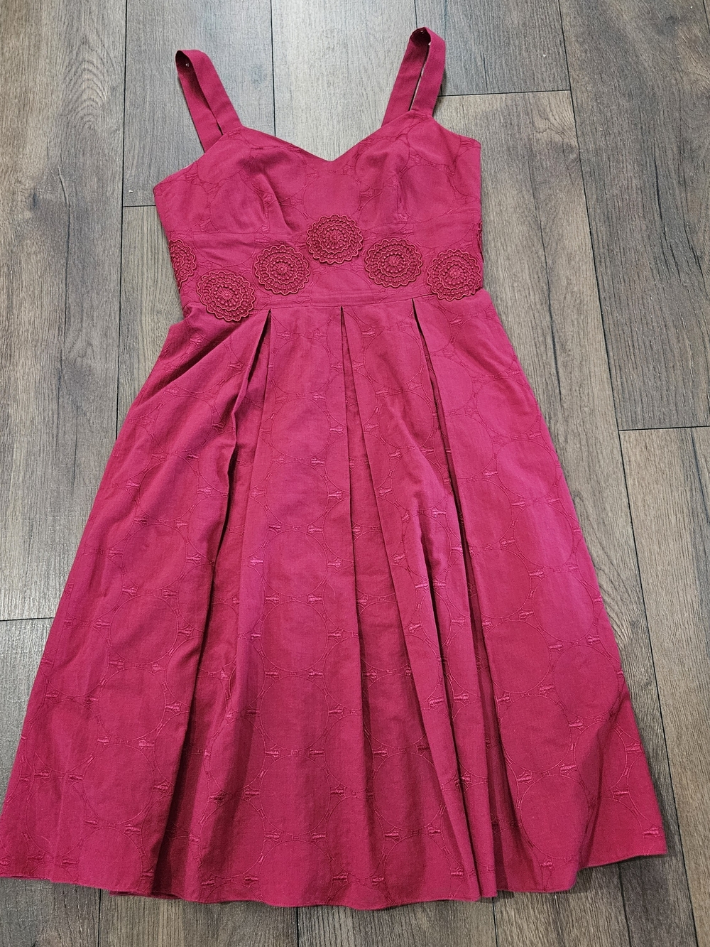 Women's Fuchsia Fit-and-Flare Dress with Crochet Waist Detail